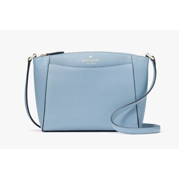 New Kate Spade Monica Pebbled Leather Crossbody Polished Blue - Picture 3 of 5